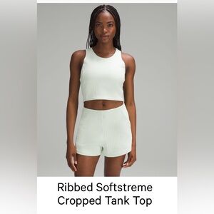 Lululemon Softstreme Ribbed Cropped Tank Top and 2in Shorts SET size 6